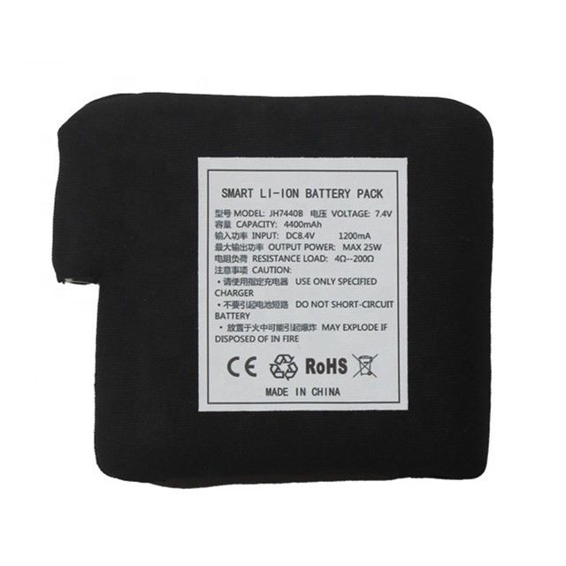 Μαύρο ύφασμα τυλιγμένη μπαταρία 7.4V 4400mAh 5200mAh 6400mAh 7000mAh μπαταρίες για θέρμανση γιλέκα