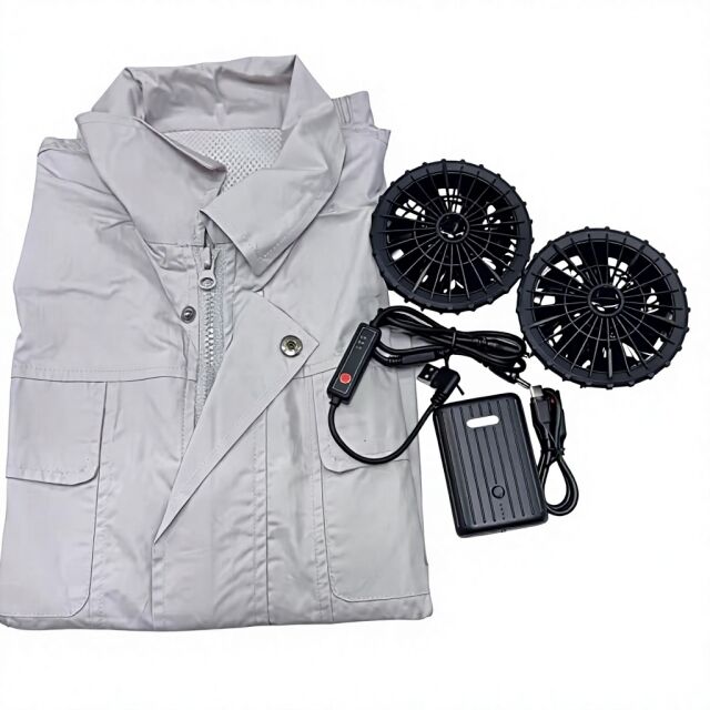 Summer Workerwear Fan Jacket 100% βαμβακερό μακρυμάνικο μπουφάν ανεμιστήρα με Power Bank 10000mAh για οξυγονοκολλητή